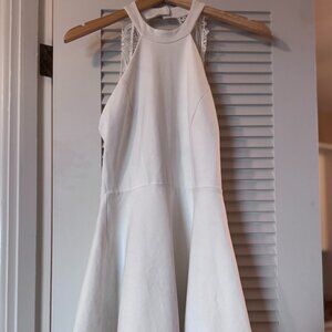 Lulu's White Skater Dress With Lace Open Back